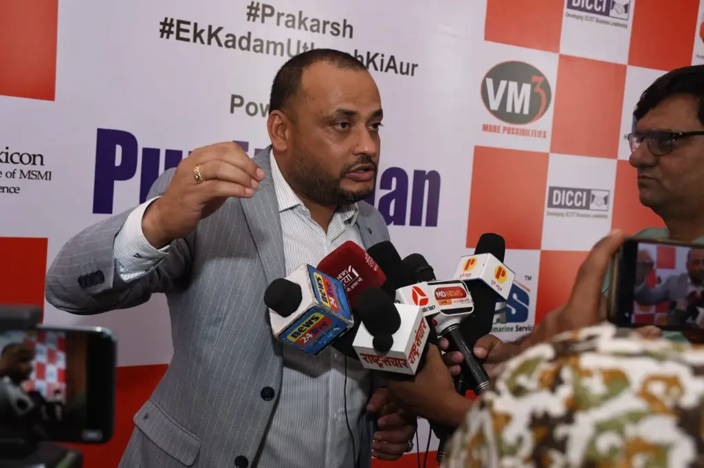 Speaking to the press